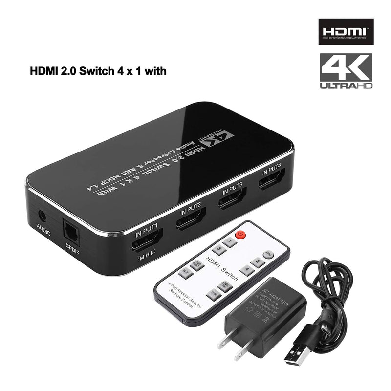  [AUSTRALIA] - 4K HD HDMI Switch, fhong 4 Ports 4K x 2K HDMI 2.0 Switcher Hub Port Switches with IR Wireless Remote, for Mackbook HDTV Laptop Xbox 360 PS4