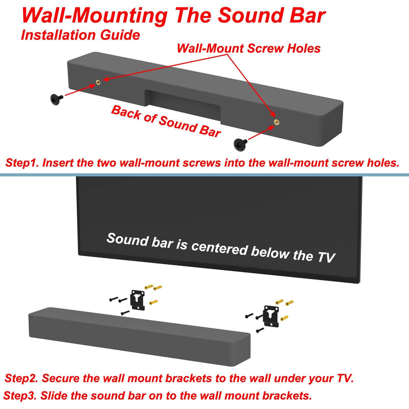  [AUSTRALIA] - Pbxifge Sound Bar Wall Mount Brackets for Vizio Soundbar Wall Mounted Holders S3820W-C0 SB3851-C0 SB4051-D5 S5430W-C2 SB3651-E6 S2920W-C0 Mounting Bracket Kit with Screws