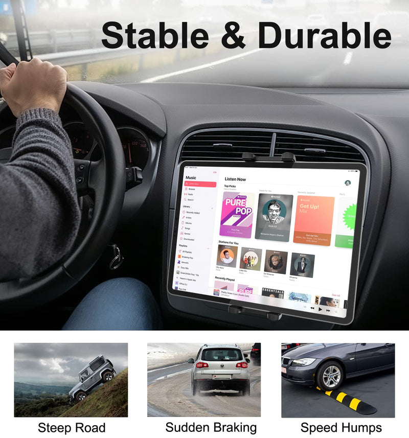  [AUSTRALIA] - CD Slot Car Tablet Mount, Aozcu Universal CD Player Tablet Phone Holder with 360 Degree Rotation Clip for iPad Pro 12.9 11 10.5 Mini Air, Samsung Galaxy Tabs, iPhone, More 4-13" Smartphones & Tablets