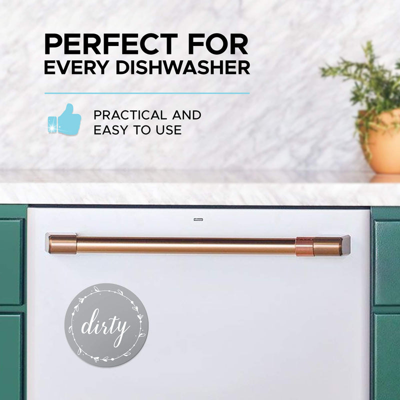 Dishwasher Magnet Clean Dirty Sign: Works on Stainless Steel Non Magnetic Dish Washers - 3.15" - Includes Magnetic Piece with Adhesive - Farmhouse Kitchen Accessories Decor, Apartment Necessities White - LeoForward Australia