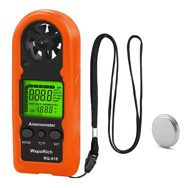  [AUSTRALIA] - Handheld Wind Meter WapoRich RQ-818, Digital LCD Backlight Wind Speed Meter Mini Wind Meter for Measuring Wind Speed/Temperature Portable Wind Meter for Surfing RQ-818 Mini Wind Meter