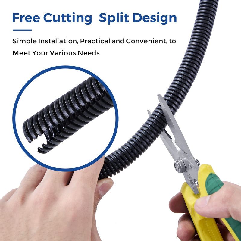 [AUSTRALIA] - Wire Loom 3/8 inch 33ft, YCLYC Split Loom, Outdoor Cord Protector, Flexible Wire Conduit Automotive, Wire Protector Tubing, Black 3/8"-33ft