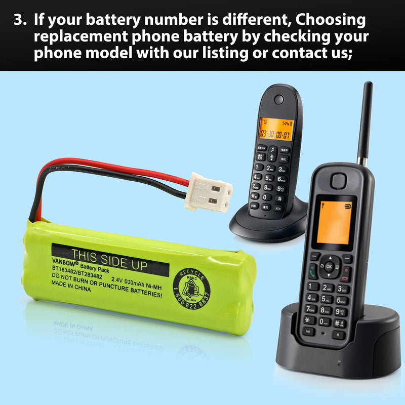  [AUSTRALIA] - BT183482/BT283482 2.4V 600mAh Ni-MH Cordless Phone Battery Compatible with VTech DS6401 DS6421 DS6422 DS6472 LS6405 LS6425 LS6426 LS6475 LS6476 Handset (Pack 4)