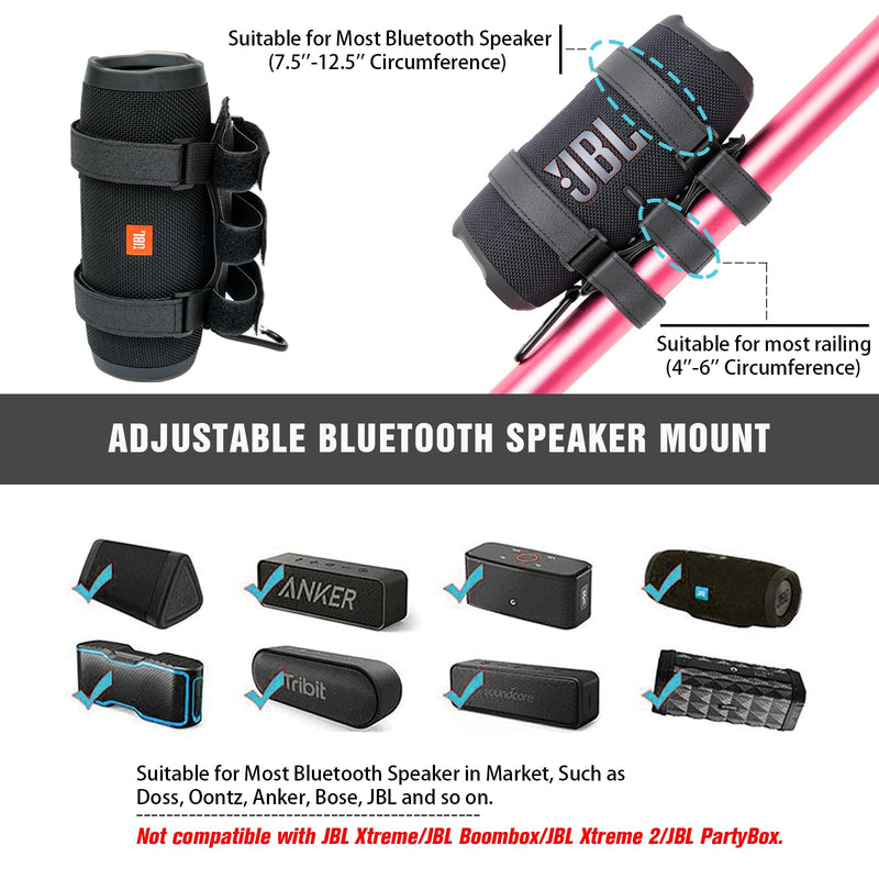  [AUSTRALIA] - HeyMoonTong Portable Speaker Mount for Wireless Bluetooth Speakers with 7.5''-12.5'' Circumference, Waterproof Adjustable Strap Accessory Holder Fits UTV Golf Cart Bike or Boat Railing/Cross bar/Frame Small