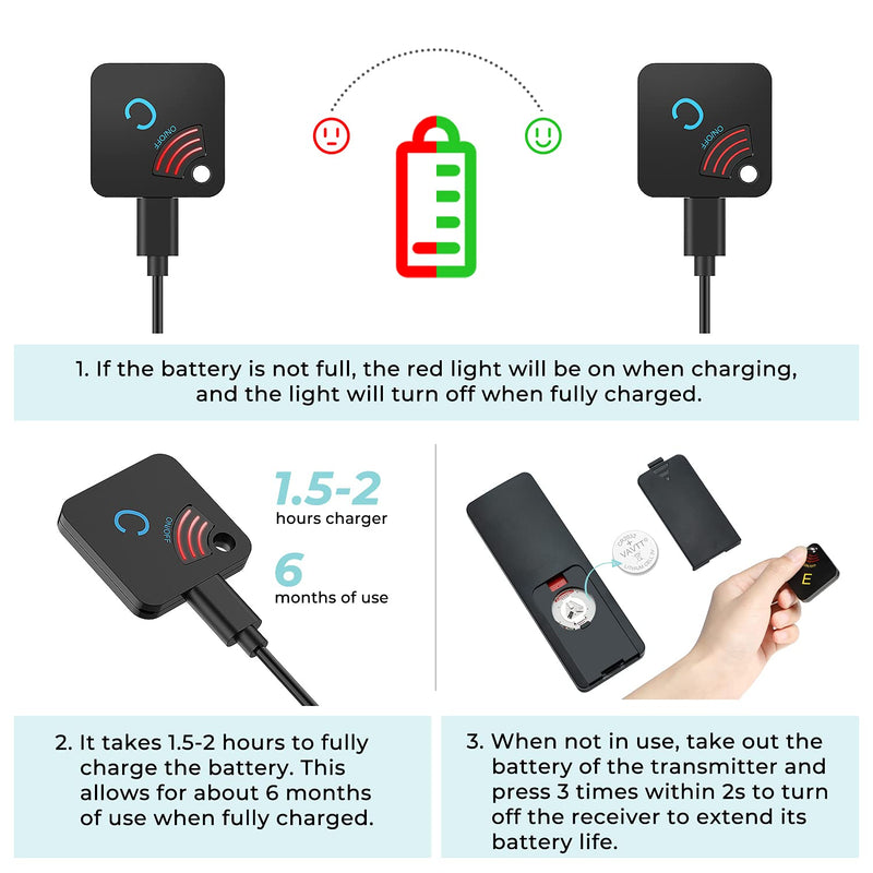  [AUSTRALIA] - Key Finder, Esky 110dB Wireless Rechargeable RF Remote Finder with 197ft Working Range, 1 Transmitter and 5 Receivers Key Locator for Finding TV Remote, Keys, Pet, Ideal for Elder and Forgetful People 5 Receivers Rechargeable