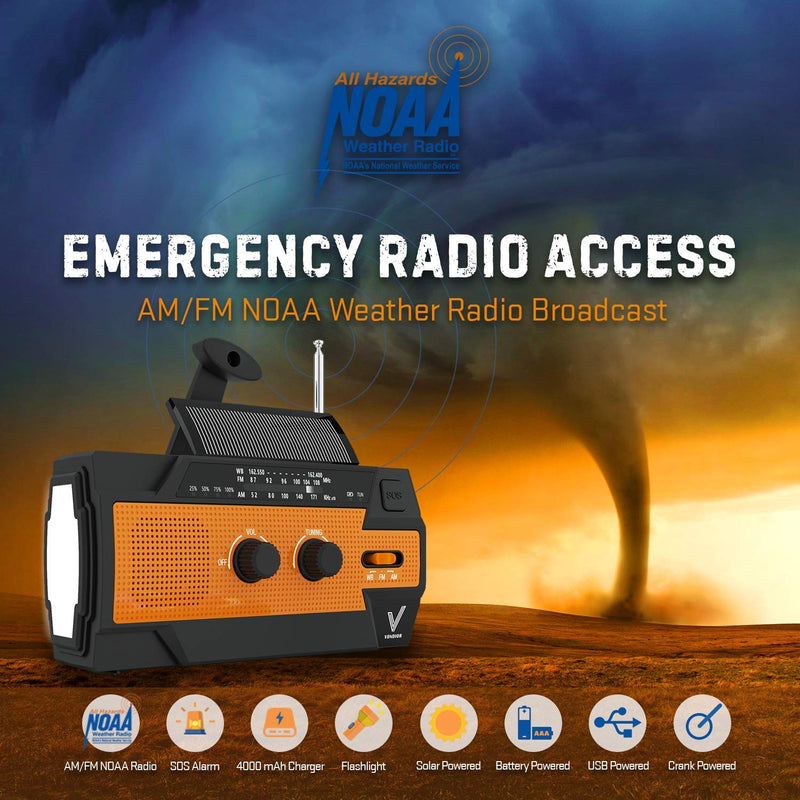 Weather Radio - Emergency Radio NOAA - Hand Crank Radio Flashlights for Emergencies AM/FM Solar Hand - Battery Operated Radio with Cell Phone Charger - Crank Radio [4000mAh] - Emergency Radio - LeoForward Australia