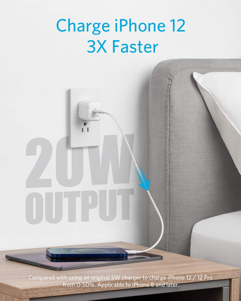  [AUSTRALIA] - USB C Charger, Anker 20W PIQ 3.0 Fast Charger with Foldable Plug, PowerPort III Charger for iPhone 14/14 Plus/14 Pro/14 Pro Max/13, iPad/iPad Mini, MagSafe, and More (Cable Not Included)