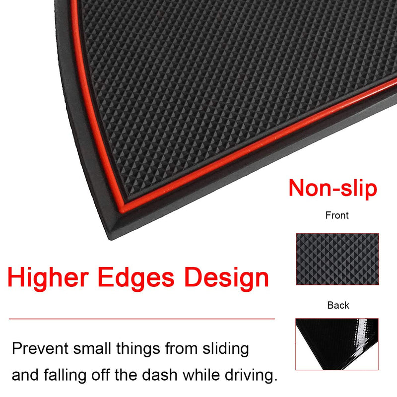  [AUSTRALIA] - Auovo Dashboard Mat Liner for Dodge Ram Pickup 1500 2500 3500 2011-2018 Interior Accessories Car Dash Trim Rubber Pad Cover Soft Tray(1 PCS) (Red Trim) Red Trim