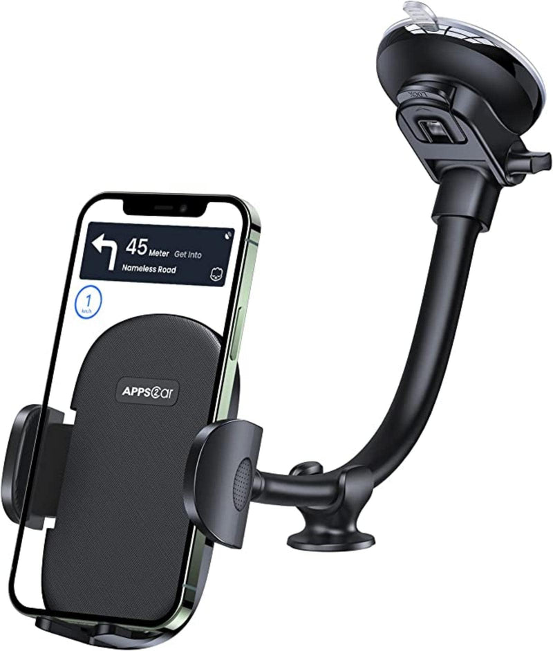  [AUSTRALIA] - APPS2Car Suction Cup Phone Holder for Car 7" Windshield Dashboard Windows Car Phone Mount Gooseneck Truck Cradle with Strong Suction Compatible with iPhone 13/13 Pro Max, Samsung and All 4-7" Devices