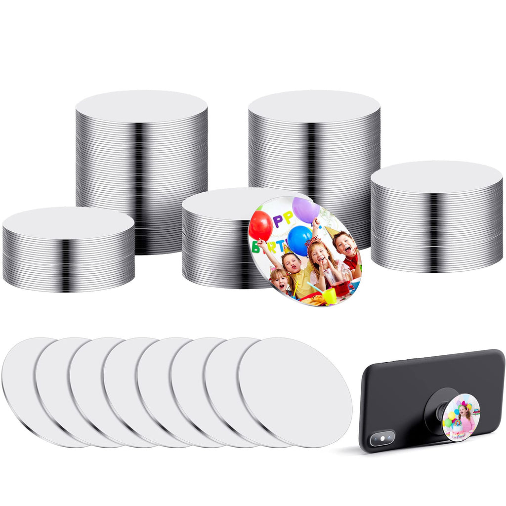  [AUSTRALIA] - Hotop 1.5 Inch Sublimation Blank Aluminum Stickers for Collapsible Phone Holders, Round Sublimation Aluminum Sheets Aluminum Board Heat Transfer for Custom Personalized Sublimation Photo 50 Pieces