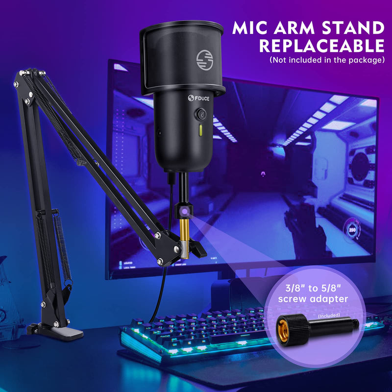  [AUSTRALIA] - USB Computer Microphone, FDUCE SL168 Noise Reduction Mic for PC with Mute, Volume Gain, Headphone Monitoring Function. Suitable for YouTube, Streaming, Podcast, Gaming On MacOS&Windows Black