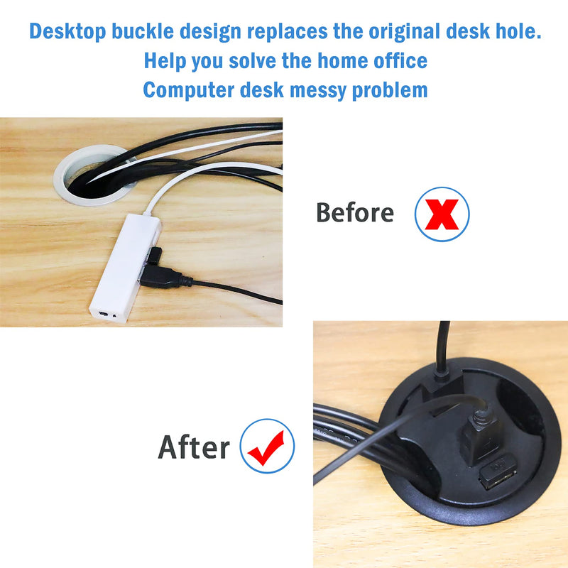  [AUSTRALIA] - PNGKNYOCN USB Desk Grommet Hole 3 Port USB 2.0 Hub Mounting Desktop Grommet Hole 2.36"(60mm) Desktop Cable Organizer for PC, Flash Drive, HDD, and Any Other USB Devices