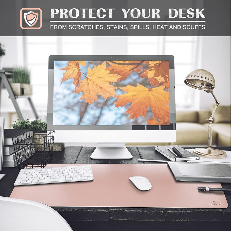 Knodel Desk Mat, Office Desk Pad, Waterproof Desk Mat for Desktop, Leather Desk Pad for Keyboard and Mouse, Desk Pad Protector for Office and Home (31.5" x 15.7", Pink) 31.5" x 15.7" - LeoForward Australia