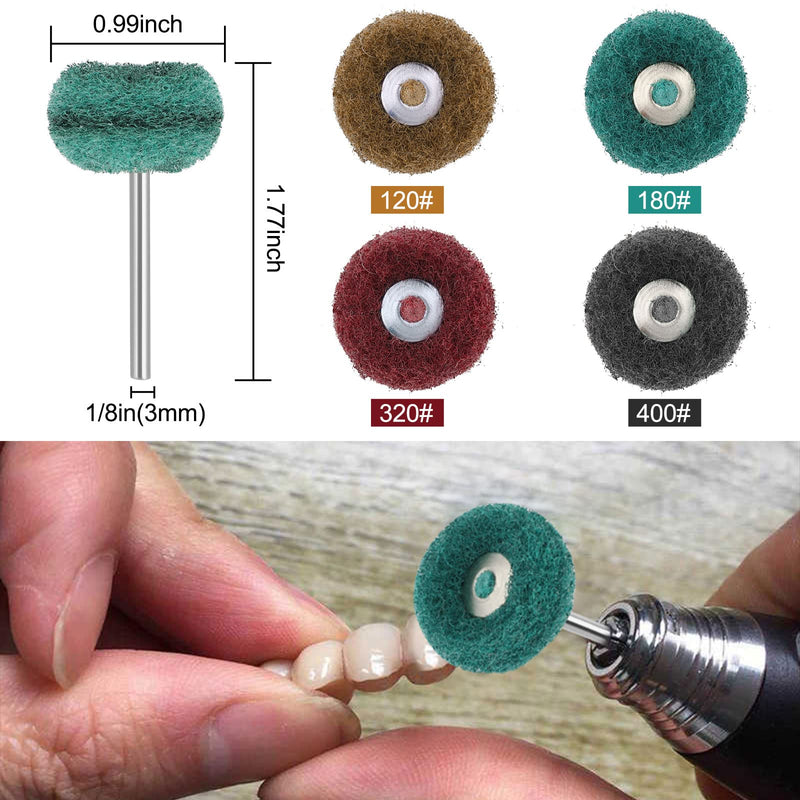  [AUSTRALIA] - EEEKit Abrasive Polishing Discs 58 PCs 1 Inch with 1/8" (3 mm) Shank Polishing Disc, Wool Felt Mounted Mandrel, Mini Brush Polishing Set for Dremel Rotary Tool Grinder, Metal, Jewelry, Glass