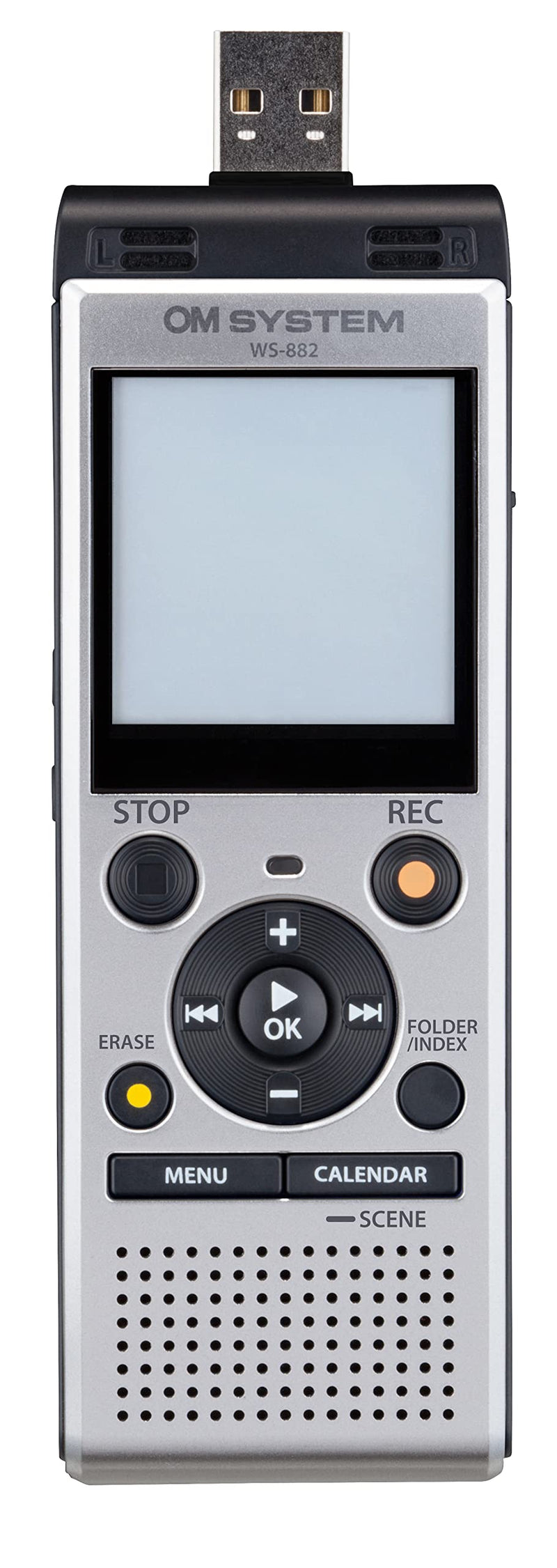  [AUSTRALIA] - OM System WS-882 Digital Voice Recorder, with Linear PCM/MP3 Recording Formats, USB Direct, 4gb Playback Speed and Volume Adjust, File Index, Erase Selected Files