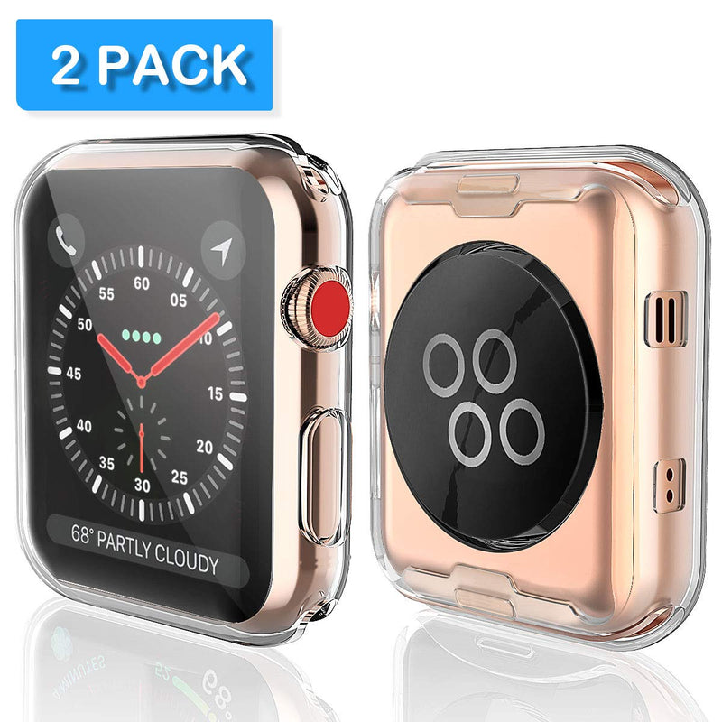  [AUSTRALIA] - Julk Series 3 38mm Case Compatible with Apple Watch Screen Protector, Overall Protective Case TPU HD Clear Ultra-Thin Cover (2-Pack) 38 mm