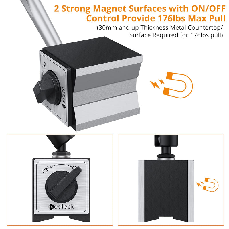  [AUSTRALIA] - Neoteck magnetic tripod measuring stand for dial indicator with central clamping magnetic dial indicator base stand holder measuring stand 80 kg max. pulling force