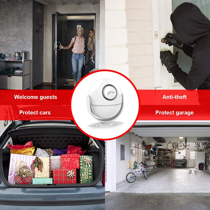  [AUSTRALIA] - CPVAN Motion Sensor Alarm, Wireless Infrared Home Security System, PIR Motion Detector Alert (125dB, 328ft, Battery Operated) with Remote Control(Key Fob). Model: CP2 CP2 Motion Detector