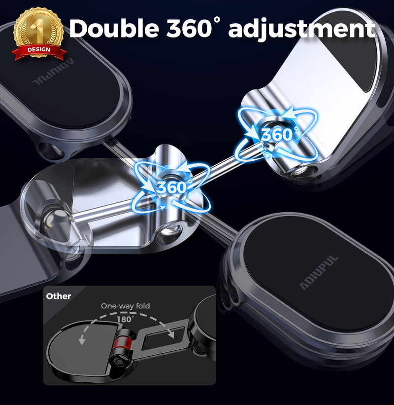  [AUSTRALIA] - Magnetic Phone Holder for Car Metal Upgrade 6X Magnets Phone Mount Double 360° Rotation Super Sticker Phone Holder Car Mount Easy Install Suitable for Dashboard Screens Compatible with All Phone black