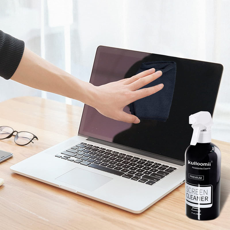  [AUSTRALIA] - Screen Cleaner Spray, 17oz Screen Cleaning Kit for iPhone, Ipad, TV, Monitor, Laptop, Computer, MacBook, Kulloomii 500ml Large Bottle Electronic Cleaner with Microfiber Cloth and Brush