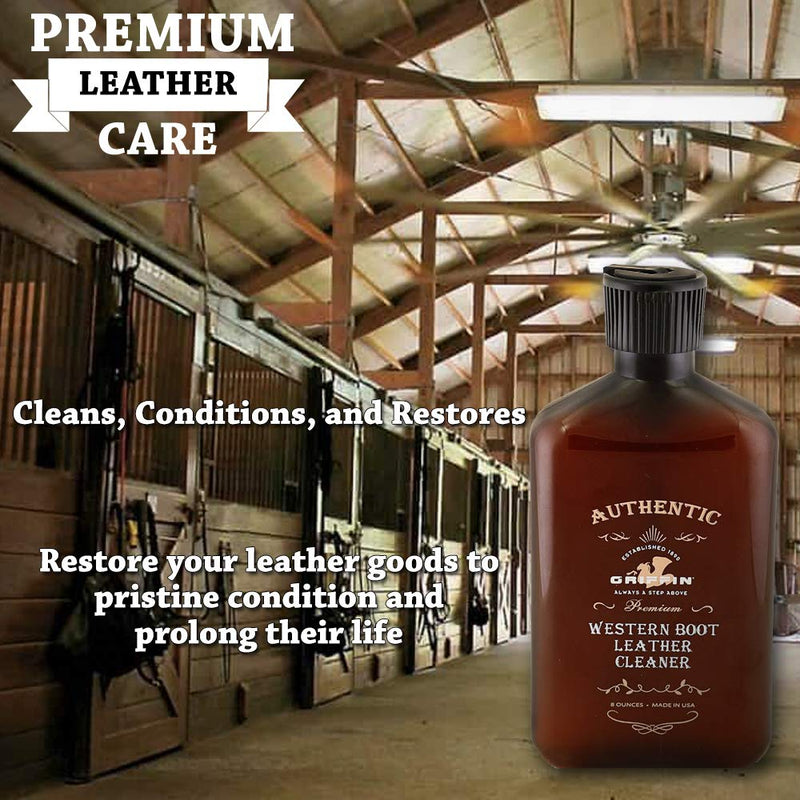  [AUSTRALIA] - GRIFFIN Western Leather Cleaner - Premium Leather Cleaner and Conditioner (Boot Polish, Shoe Cleaner, Purses, Handbags, Upholstery, Couch Cleaner, Car Interior Cleaner and more!) - Made in the USA