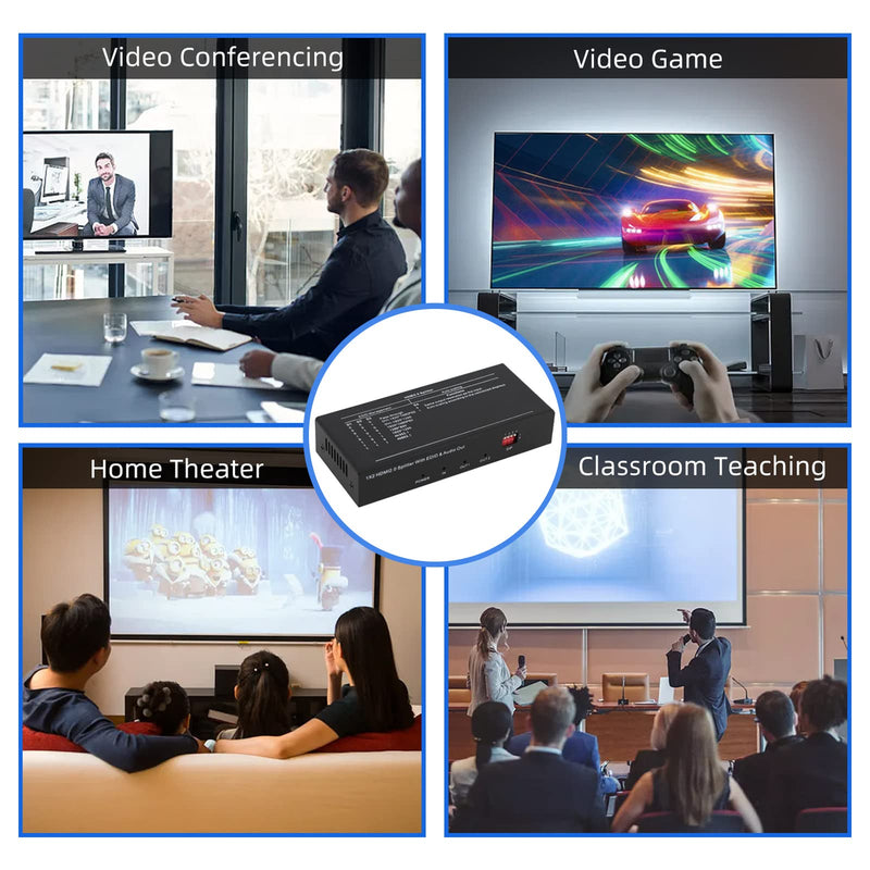  [AUSTRALIA] - BeingHD HDMI Splitter 1in 2 Out, Splitter HDMI Audio Extractor 4K @ 60Hz with 3.5mm Audio & Scaling, EDID Management by The DIP, HDCP2.2, Support 3D, HDR, Dolby Vision Function(1IN2 Out 4K @ 60Hz) 1IN2 OUT 4K @ 60Hz