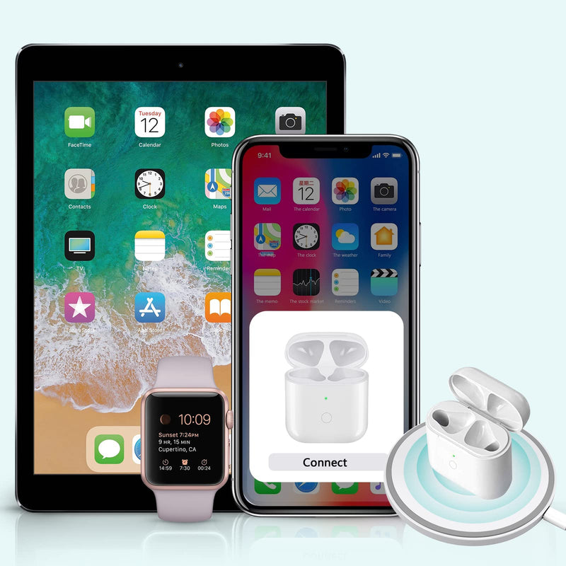  [AUSTRALIA] - BLANDSTRS Wireless Charging Case Replecement Compatible for Airpods 1&2, Airpod Qi Wireless Charging Replacement Case, Airpods Charger Case with Pairing Sync Button, NO AIRPODS, White