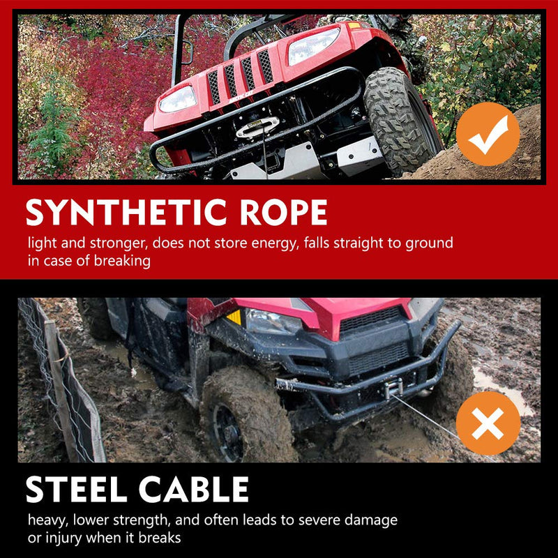  [AUSTRALIA] - Synthetic Winch Rope 3/16" x 50' - 8200 Ibs Winch Line Cable Rope with Protective Sleeve for 4WD Off Road Vehicle ATV UTV SUV Motorcycle, 1 Year Warranty 3/16" x 50' 8200 Ibs Synthetic Winch Rope Black