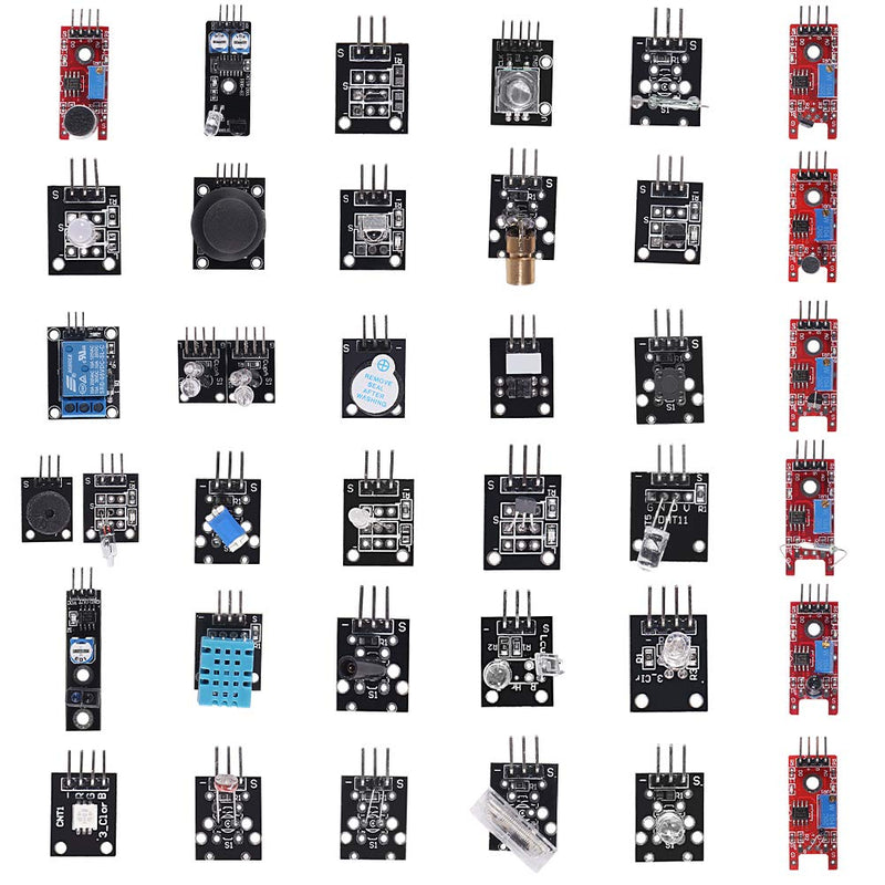  [AUSTRALIA] - ALMOCN 37 in 1 Sensors Assortment Kit,37 Sensor Modules Starter Kit Robot Projects Starter Kits for Arduino Raspberry Pi 4 Pi 3,3B+,RPi A,Model B,B+