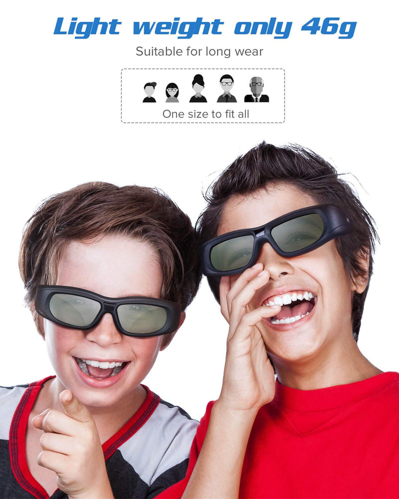  [AUSTRALIA] - 3D Glasses 1 Pack, Rechargeable Active Shutter 3D Glasses Compatible with Epson Sony LCD Projector/Sony Panasonic Samsung 3D Active TV