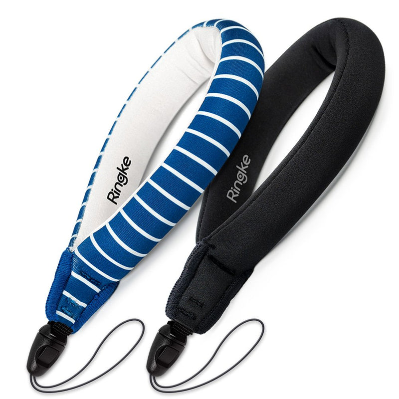  [AUSTRALIA] - Ringke Waterproof Float Strap (2 Pack), Floating Strap, Wristband, Hand Grip, Lanyard Compatible with Camera, Phone, Key Navy Stripes / Black