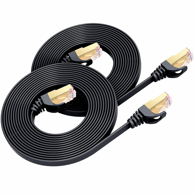  [AUSTRALIA] - Cat 8 Ethernet Cable 6 FT 2-Pack, BUSOHE High Speed Flat Internet Network Patch Cord, 40Gbps 2000MHz Faster Than Cat7/Cat6, Shielded LAN Wire with Gold Plated RJ45 Connector for Router,Modem,Xbox,PS4 6FT 2Pack