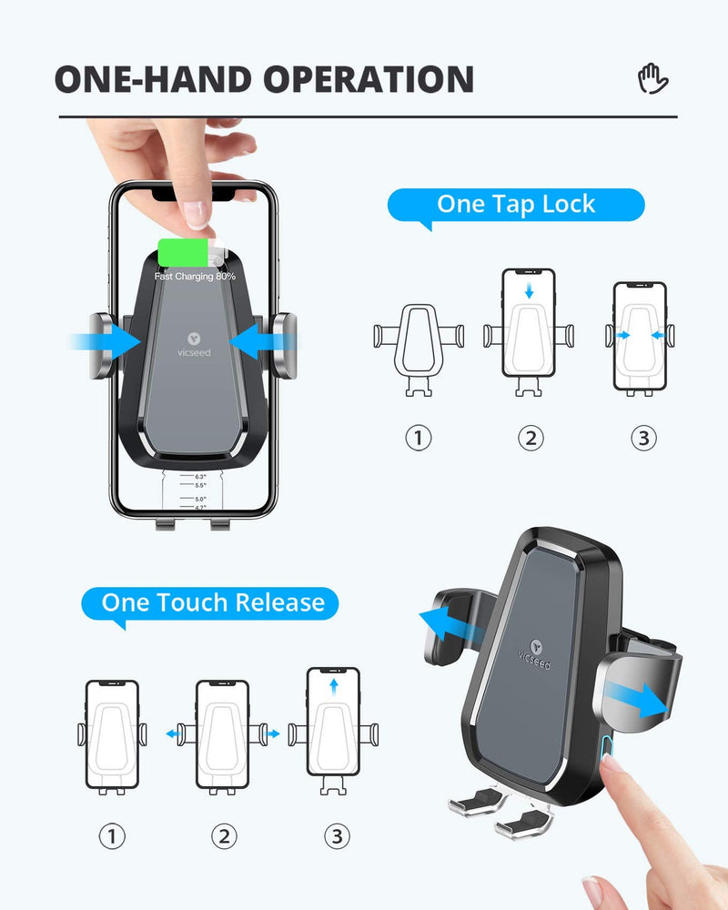  [AUSTRALIA] - [Smart Robot Design] VICSEED Wireless Car Charger Mount, Auto-Clamping Qi Fast Charging CD Phone Holder for Car Wireless Charger, Wireless Car Charger Vent Mount Fit for iPhone 13 Pro Max 12 S21 etc