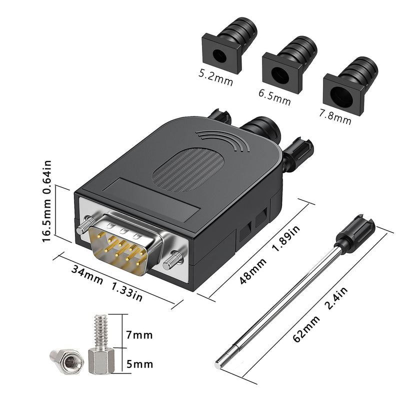  [AUSTRALIA] - JUXINICE 2PCS DB9 Female adapters DIY rs485 RS232 9 pin Serial Cable, RS232 D-SUB 9 Serial Solderless Adapters Connector Breakout Board Bolts or Nuts (2PCS Females) 2PCS Female gold plat PIN+Bolts and Nuts