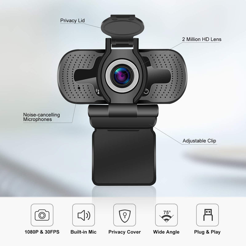  [AUSTRALIA] - Dericam Webcam, HD 1080P Webcam with Microphone, USB Webcam, Play and Plug Streaming Webcam for PC Desktop & Laptop,for Video Calling Streaming, Conference, Gaming, Online Classes (with Tripod) with tripod