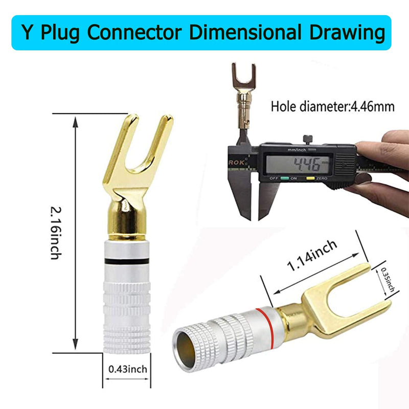  [AUSTRALIA] - XMSJSIY Y Spade Plug,Speaker Spade Connector, Fork Spade Plug 45 Degree for Speaker Wire, Plug Audio Jack Connector Pure Copper for Speaker Wire,Screw Locking Speaker Wire Connector -4pcs Y Shade
