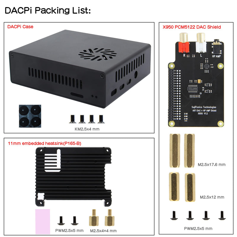  [AUSTRALIA] - Geekworm DACPi Ultra-Thin Audio Player Kit for Raspberry Pi 4 Model B, NUC Style Aluminum Alloy Case|X950 PCM5122 DAC| Passive Cooling Embedded Heatsink for Raspberry Pi 4B