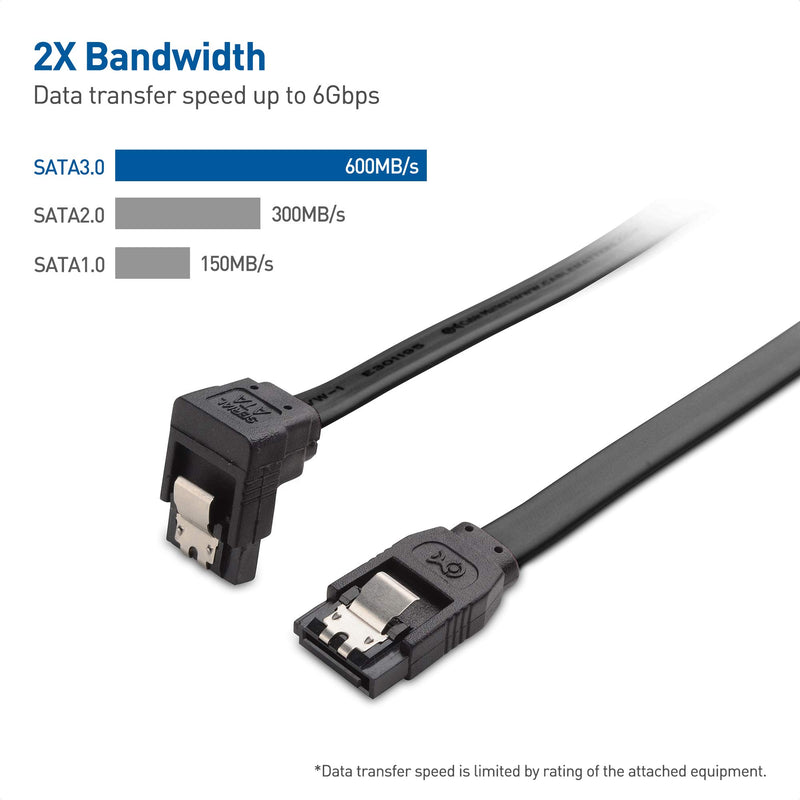 Cable Matters 3-Pack 90 Degree Right Angle SATA III 6.0 Gbps SATA Cable (SATA 3 Cable) Black - 18 Inches - LeoForward Australia