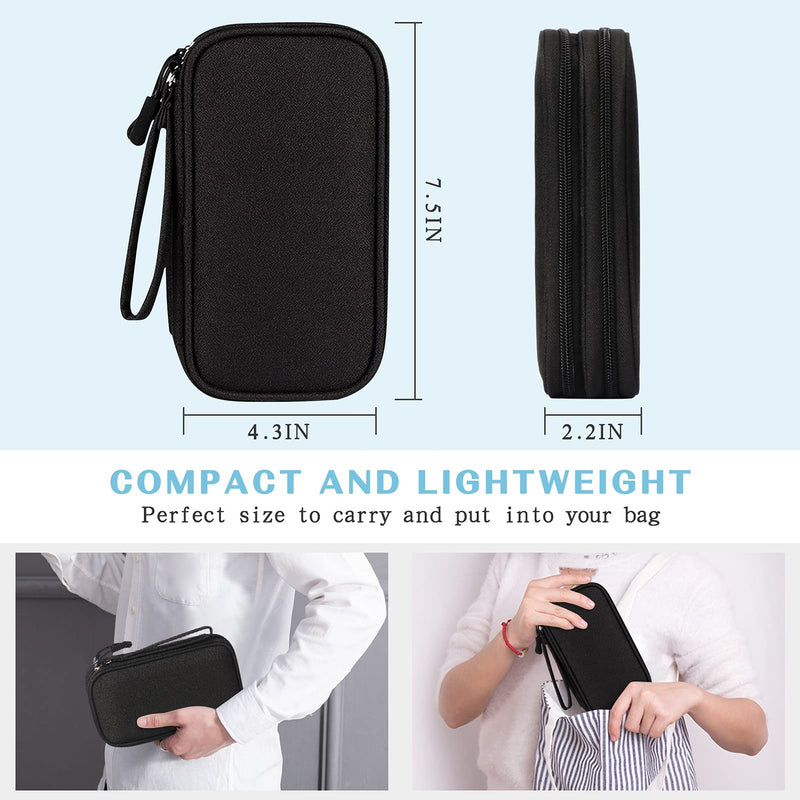  [AUSTRALIA] - FYY Electronic Organizer, Travel Cable Organizer Bag Pouch Electronic Accessories Carry Case Portable Waterproof Double Layers All-in-One Storage Bag for Cable, Cord, Charger, Phone, Earphone Black Double Layer-S
