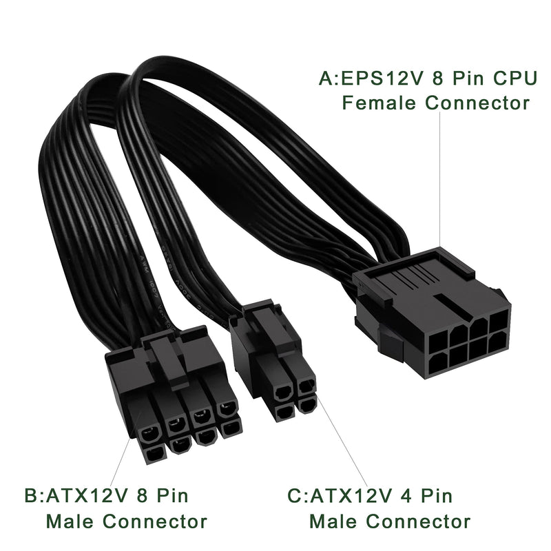  [AUSTRALIA] - JZYMOD EPS12V CPU 8 Pin Female to CPU ATX 8 Pin and ATX 4 Pin Male Power Supply Extension Cable