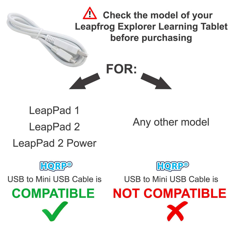  [AUSTRALIA] - HQRP USB to Mini USB Cable (White) Works with Leapfrog LeapPad1 / LeapPad 1 ; LeapPad2 / LeapPad 2 Power ; LeapPad2 / LeapPad 2 Explorer Kids' Explorer Learning Tablet