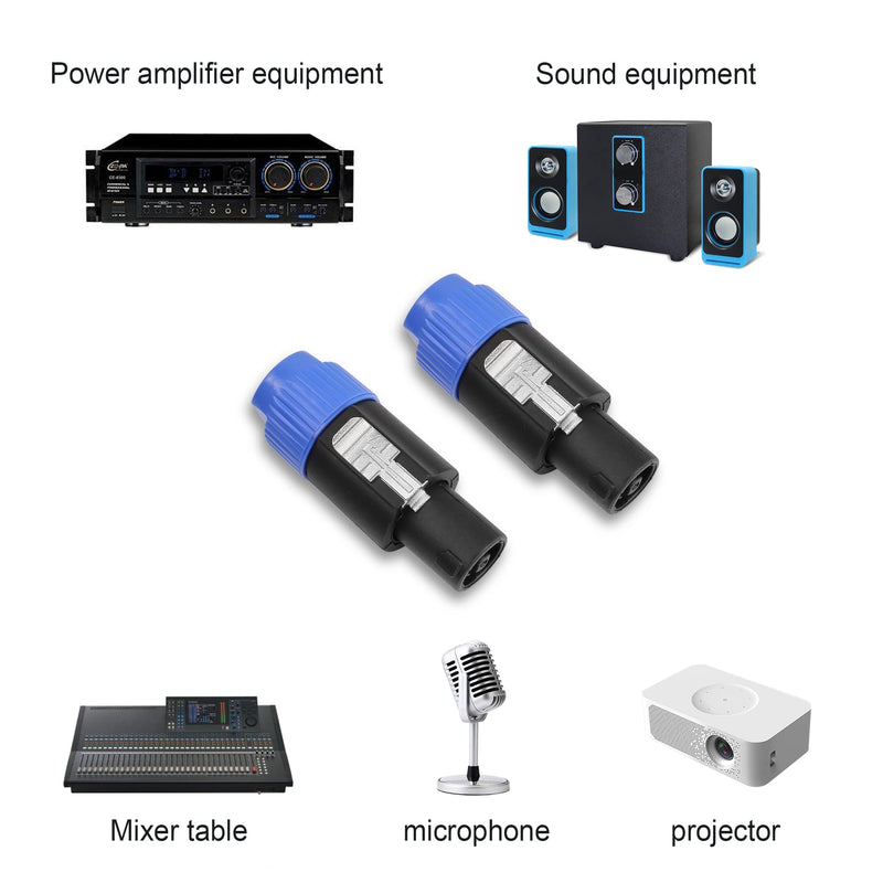  [AUSTRALIA] - PNGKNYOCN Speakon to 1/4 inch Adapter，NL4FC Speaker Male to 1/4" TS Female Audio Converter for Speaker,Amplifier,Mixer Etc（2-Pack）
