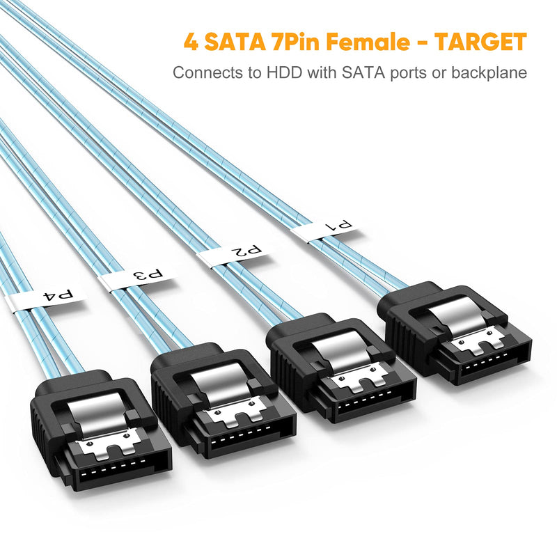  [AUSTRALIA] - CableCreation Mini SAS 36Pin (SFF-8087) Male to 4 SATA 7Pin Female Cable, Mini SAS Host/Controller to 4 SATA Target/Backplane, 0.5M / 1.6FT 1.6 Feet