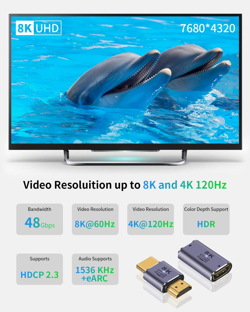  [AUSTRALIA] - Duttek 8K HDMI2.1 Adapter, 48Gbps UHD HDMI Male to Male Adapter and HDMI Female to Femlae Coupler Adapter Connector Supports 8K@60Hz Video for DVD,TV, Monitors (2 Pack) Male to Male and Female to Female