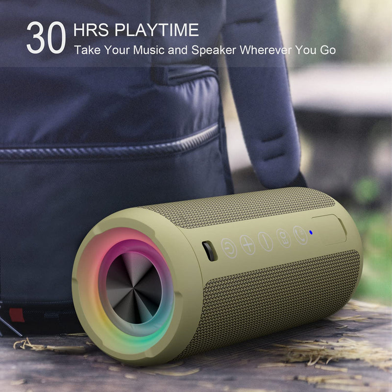  [AUSTRALIA] - Ortizan Portable Bluetooth Speakers, IPX7 Waterproof Wireless Speaker with 24W Loud Stereo Sound, Outdoor Speaker with Bluetooth 5.3, Deep Bass, RGB Lights, Dual Pairing, 30H Playtime for Home, Party Sand
