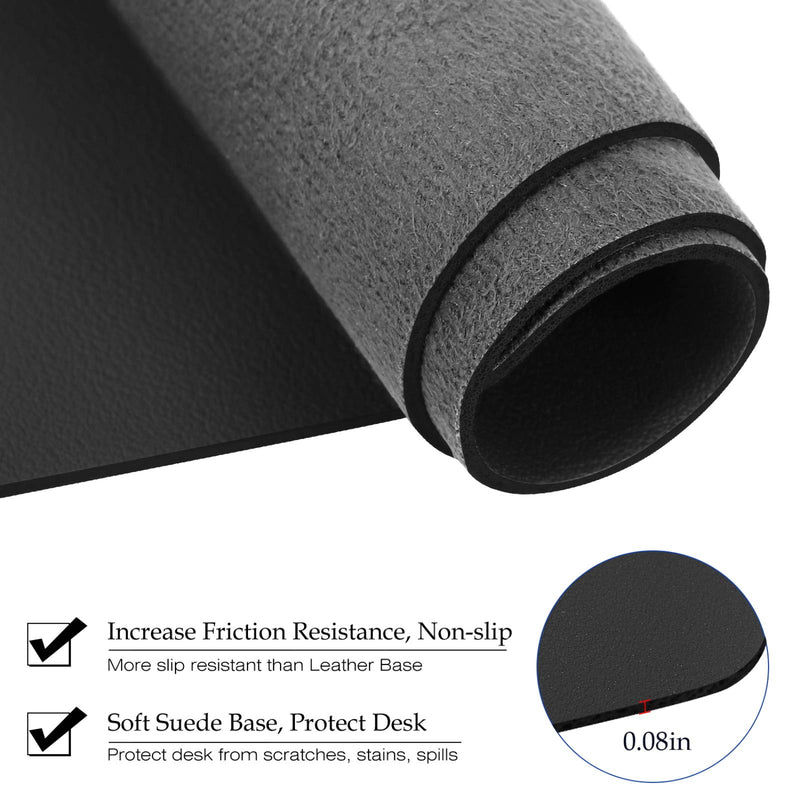  [AUSTRALIA] - TOWWI PU Leather Desk Pad with Suede Base, Multi-Color Non-Slip Mouse Pad, 24” x 14” Waterproof Desk Writing Mat, Large Desk Blotter Protector (Black) Black 24" x 14"