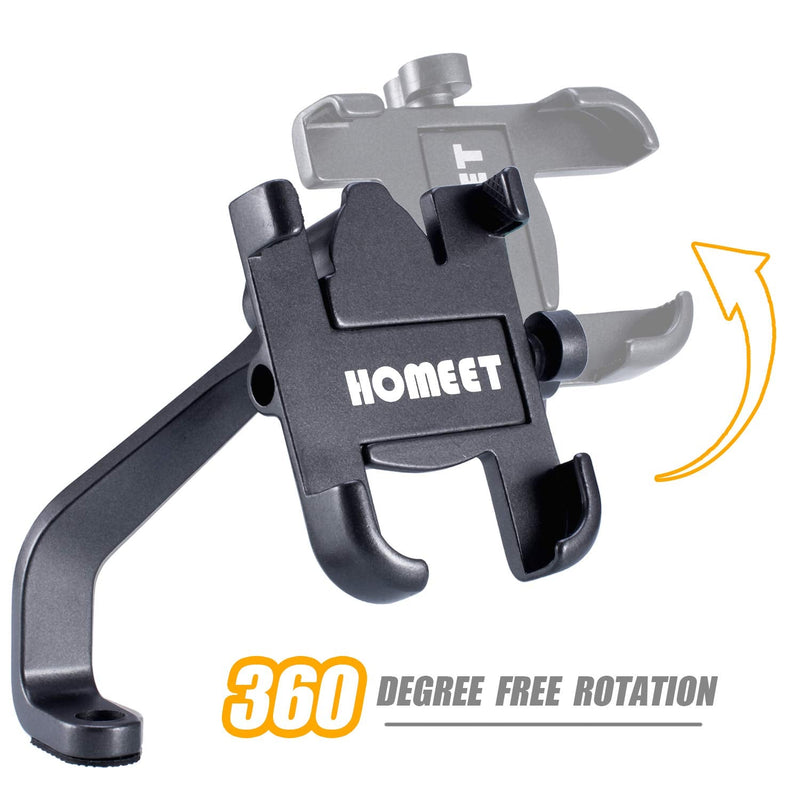  [AUSTRALIA] - Homeet Motorcycle Phone Mount, Metal Motorcycle Phone Holder Motorbike Rearview Mirror Smartphone Holder Mount Universal 【Φ10mm】- 360° Rotation Adjustable - Aluminum Alloy Metal Alloy