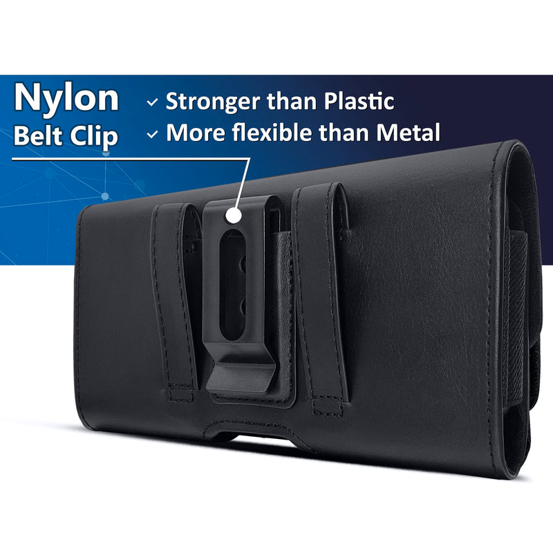  [AUSTRALIA] - DeBin Holster for iPhone 14, 14 Pro, 13, 13 Pro, 12, 12 Pro, 11, 11 Pro, Xs, X, Xr Cell Phone Belt Holder Case with Belt Clip Leather Pouch Cover Built in ID Credit Card Slot (Fits Phone with Case)