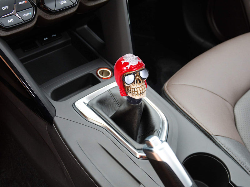  [AUSTRALIA] - Bashineng Universal Knob Shift Skull Gear Stick Shifter Head Fit Most Automatic Manual Cars (Red) red