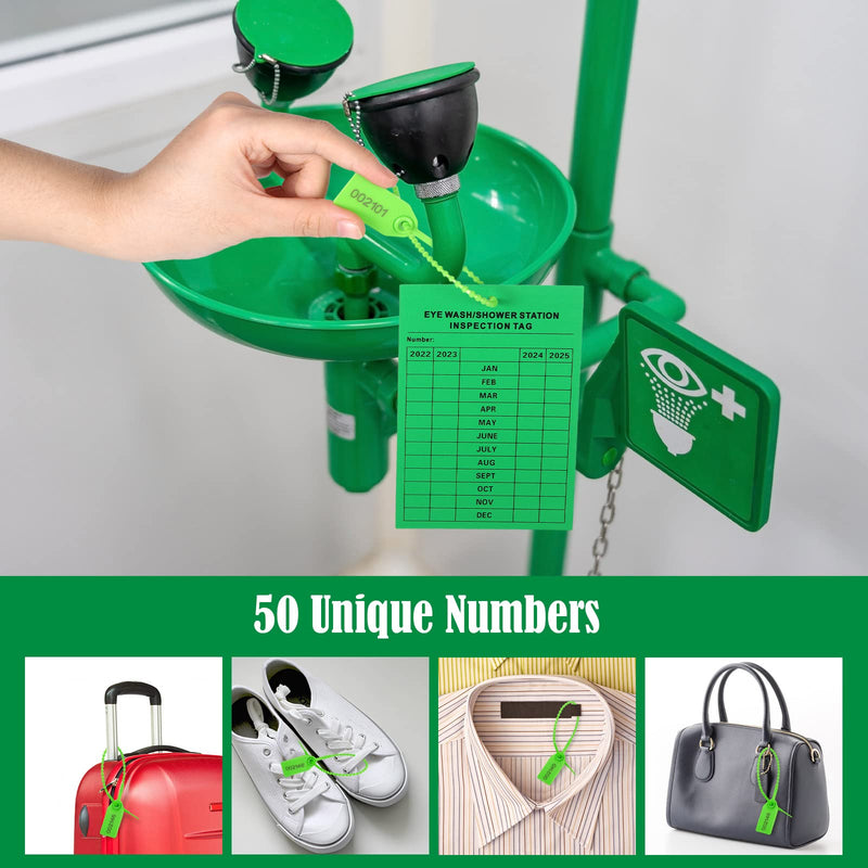  [AUSTRALIA] - 101 Pieces Monthly Eyewash Station Inspection Tags 2022 4 Years Maintenance Tags Waterproof Eye Wash Station Sign and Plastic Tamper Seals Numbered Security Tags with Handheld Hole Puncher